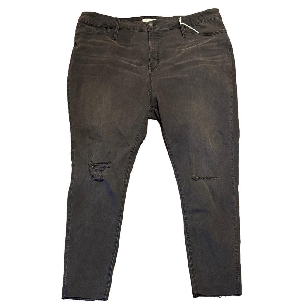 Madewell Distressed Curvy High-Rise Black Skinny Jeans with Raw Hem NWT